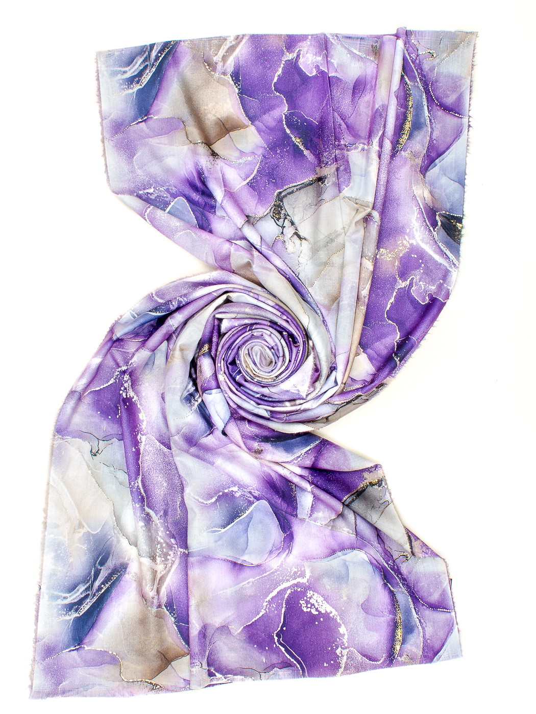 STOLA STAMPA MARBLE LUREX, 75X185 - PURPLE